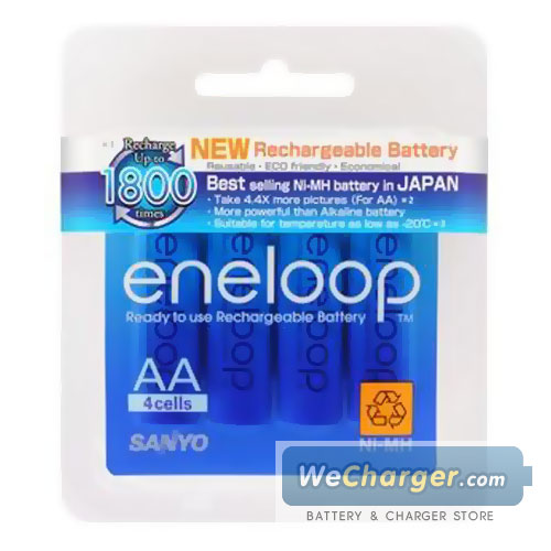 ถ่านชาร์จ Sanyo eneloop AA 4 ก้อน 1800 times