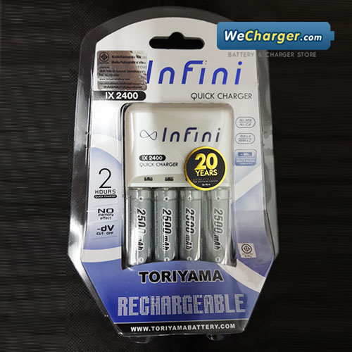 เครื่องชาร์จ Infini พร้อมถ่านชาร์จ 2500mAh 4 ก้อน