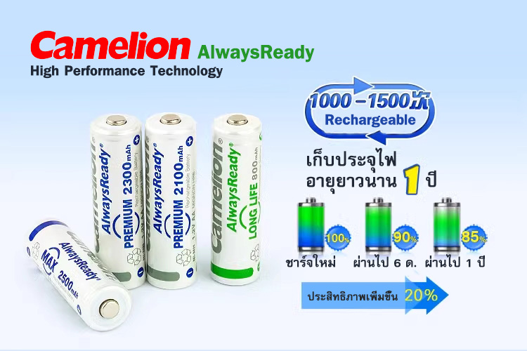 สเปคถ่านชาร์จ Camelion 1000mAh